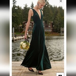 Jenny Yoo X BHLDN Green Velvet Dress